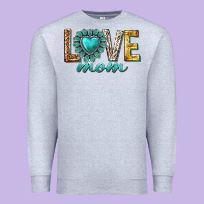 Love Mom Western Premium Sweatshirt Designed By Texasbilliewilder