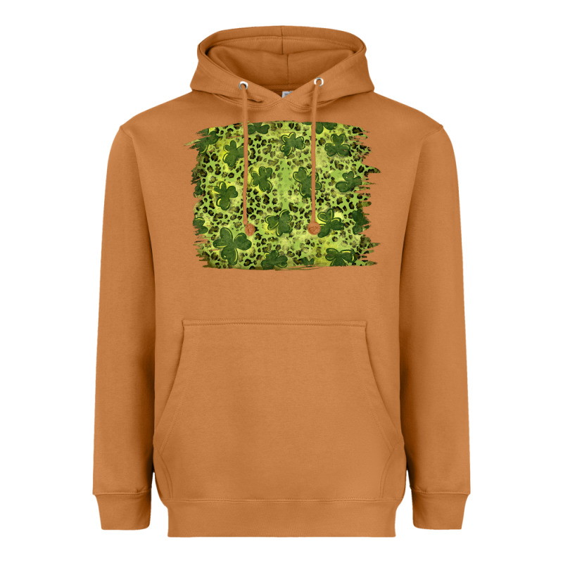 St Patrick's Day Shamrock Leopard Background Heavyweight Hoodie by RanaPortraitStore | Teevron