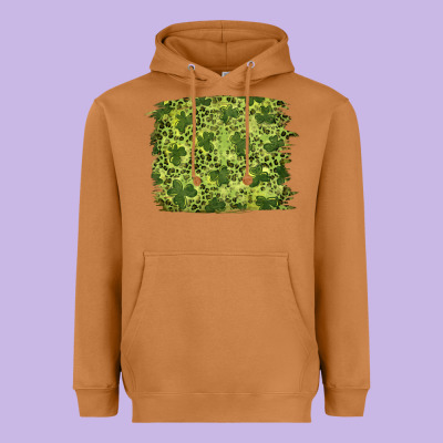 Heavyweight Hoodie st patrick's day shamrock leopard background