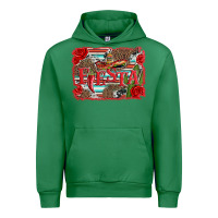 Emerald fiesta with sombrero background Urban Hoodie - Artiststas