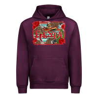Mauve Wine fiesta with sombrero background Urban Hoodie - Artiststas