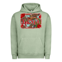 Pigment Oil Green fiesta with sombrero background Urban Hoodie - Artiststas