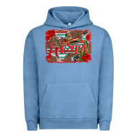 Pigment Pebble Blue fiesta with sombrero background Urban Hoodie - Artiststas