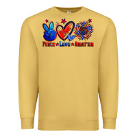 Antique Gold peace love america Premium Sweatshirt - Zillion Design Studio