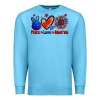 Ocean Blue peace love america Premium Sweatshirt - Zillion Design Studio
