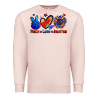 Pale Pink peace love america Premium Sweatshirt - Zillion Design Studio