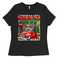 Black small town christmas Ladies Tee - BarkalooDesign