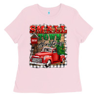 Bubblegum Pink small town christmas Ladies Tee - BarkalooDesign