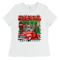 White small town christmas Ladies Tee - BarkalooDesign