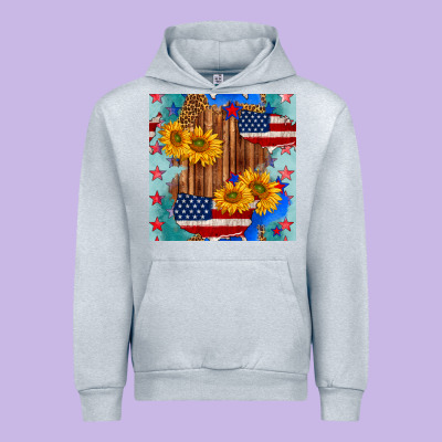 Usa Map With Sunflowers And Leopard Seamless Pattern Urban Hoodie Designed By Bundleandbundleshop