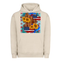 Pigment French Oak usa map with sunflowers and leopard seamless pattern Urban Hoodie - BundleAndBundleShop