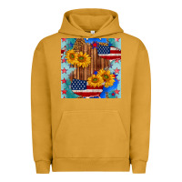 Pigment Peanut Butter usa map with sunflowers and leopard seamless pattern Urban Hoodie - BundleAndBundleShop