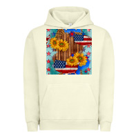 Pigment Pistachio usa map with sunflowers and leopard seamless pattern Urban Hoodie - BundleAndBundleShop