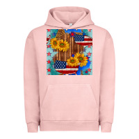 Pigment Salmon usa map with sunflowers and leopard seamless pattern Urban Hoodie - BundleAndBundleShop