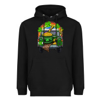 Black St Patrick's Day Truck With Pot Of Gold Horseshoe And Rainbow Heavyweight Hoodie - RanaPortraitStore
