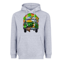 Heather Grey St Patrick's Day Truck With Pot Of Gold Horseshoe And Rainbow Heavyweight Hoodie - RanaPortraitStore