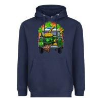 Navy St Patrick's Day Truck With Pot Of Gold Horseshoe And Rainbow Heavyweight Hoodie - RanaPortraitStore