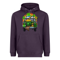 Plum St Patrick's Day Truck With Pot Of Gold Horseshoe And Rainbow Heavyweight Hoodie - RanaPortraitStore