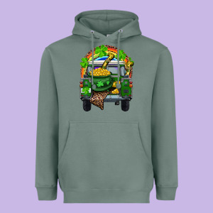 St Patrick's Day Truck With Pot Of Gold Horseshoe And Rainbow Heavyweight Hoodie Designed By Ranaportraitstore