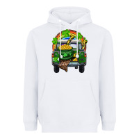 White St Patrick's Day Truck With Pot Of Gold Horseshoe And Rainbow Heavyweight Hoodie - RanaPortraitStore