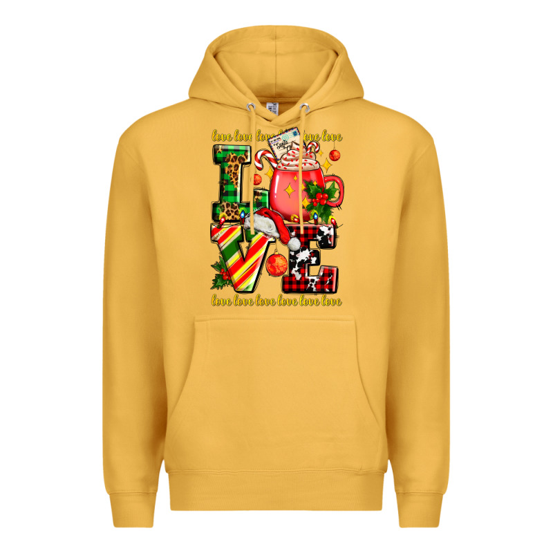 Love With Coffee Cup And Christmas Lights Premium Hoodie by AdoDesignShop | Teevron