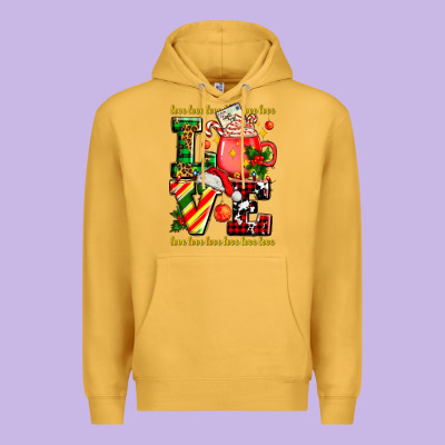 Love With Coffee Cup And Christmas Lights Premium Hoodie Designed By Adodesignshop