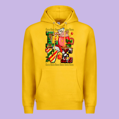 Love With Coffee Cup And Christmas Lights Premium Hoodie Designed By Adodesignshop