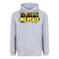 Heather Grey no justice no peace Heavyweight Hoodie - Zillion Design Studio