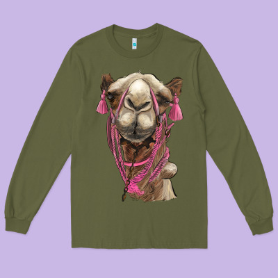 Camel Long Sleeve Tee Designed By Barkaloodesign