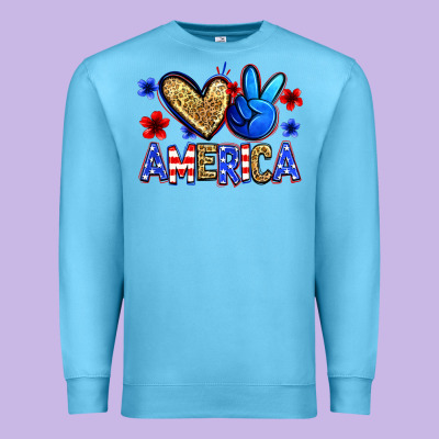 Peace Love America Premium Sweatshirt Designed By Zillion Design Studio