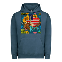 Pigment Midnight Navy 4th of july texas map with cow seamless pattern Urban Hoodie - BundleAndBundleShop