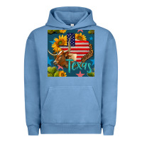 Pigment Pebble Blue 4th of july texas map with cow seamless pattern Urban Hoodie - BundleAndBundleShop