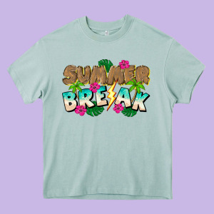Summer Break Heavy Core Tee Designed By Cowhidedigitalart