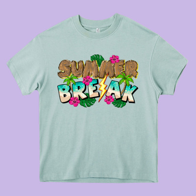 Summer Break Heavy Core Tee Designed By Cowhidedigitalart