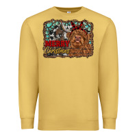 Antique Gold merry christmas highland cow Premium Sweatshirt - RanaPortraitStore