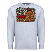 Heather Grey merry christmas highland cow Premium Sweatshirt - RanaPortraitStore