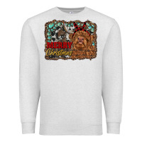 Oatmeal Heather merry christmas highland cow Premium Sweatshirt - RanaPortraitStore