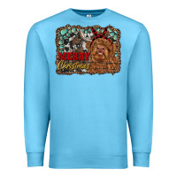 Ocean Blue merry christmas highland cow Premium Sweatshirt - RanaPortraitStore