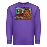 Purple merry christmas highland cow Premium Sweatshirt - RanaPortraitStore