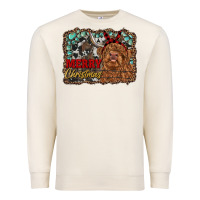 Sandshell merry christmas highland cow Premium Sweatshirt - RanaPortraitStore
