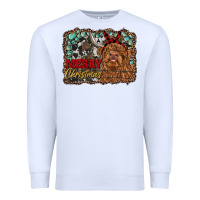 White merry christmas highland cow Premium Sweatshirt - RanaPortraitStore
