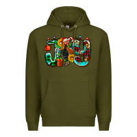 Army Green joy with roaster Premium Hoodie - AdoDesignShop