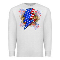 Oatmeal Heather American lightning bolt Premium Sweatshirt - Zillion Design Studio