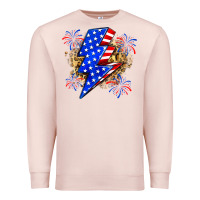 Pale Pink American lightning bolt Premium Sweatshirt - Zillion Design Studio