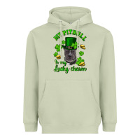 Matcha St. Patrick's Day My Pitbull Is My Lucky Charm With Hat Heavyweight Hoodie - RanaPortraitStore