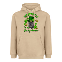 Mushroom St. Patrick's Day My Pitbull Is My Lucky Charm With Hat Heavyweight Hoodie - RanaPortraitStore