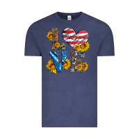 Vintage Denim love with sunflowers and usa flag Vintage Tee - Artiststas