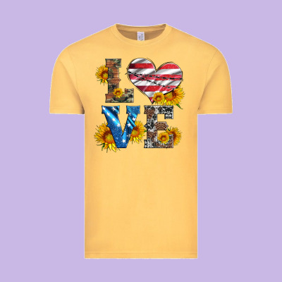 Love With Sunflowers And Usa Flag Vintage Tee Designed By Artiststas