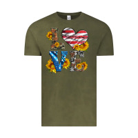 Vintage Olive love with sunflowers and usa flag Vintage Tee - Artiststas