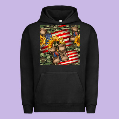 Usa Flag With Army Boot Seamless Pattern Urban Hoodie Designed By Bundleandbundleshop